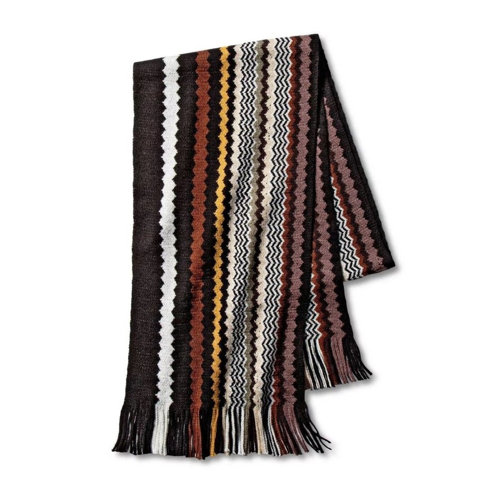 Missoni for Target Large Knit Fringed SCARF - Brown Black Chevron